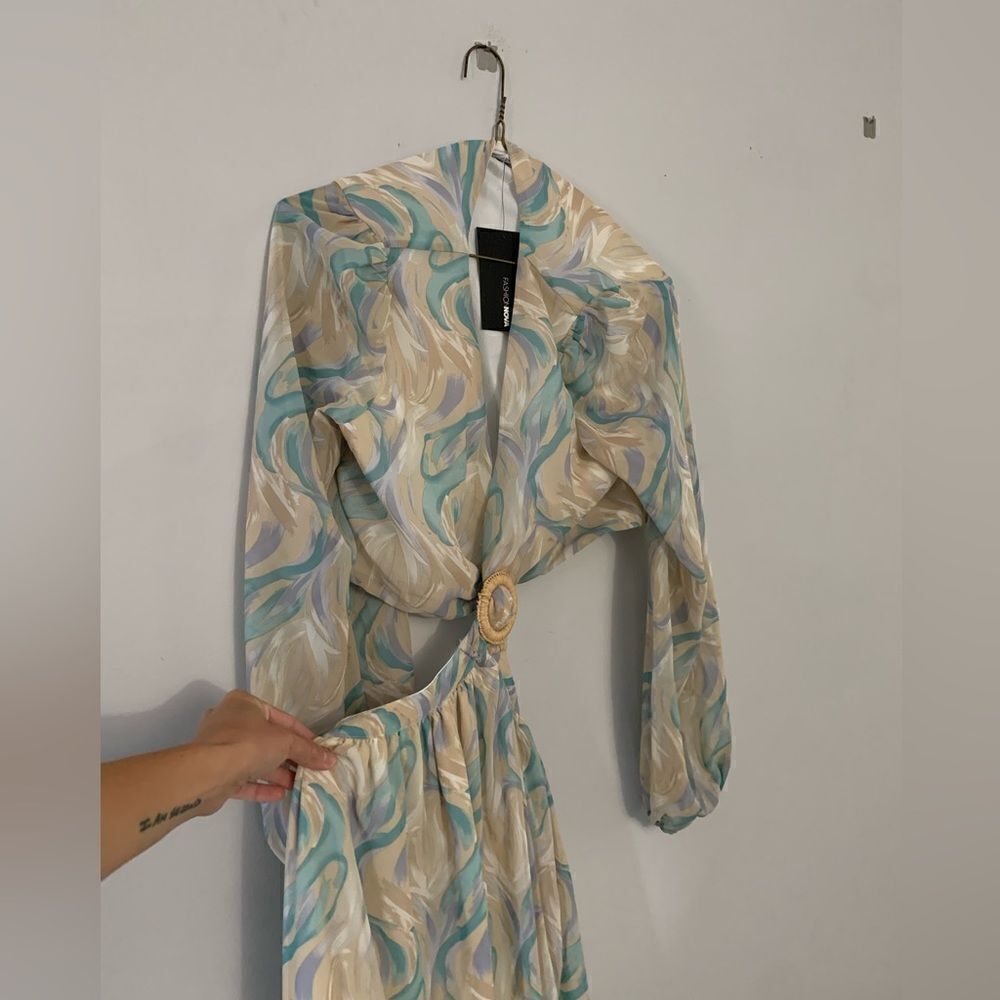 NWT Fashion Nova Eternal Beauty Maxi Dress Boho Blue Green Purple Taupe Size L - Picture 11 of 15